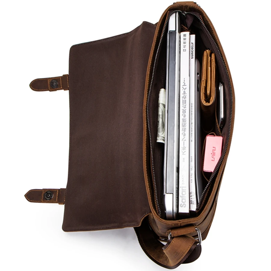 2026 Men’s Messenger Bag Laptop Leather Soft Briefcase