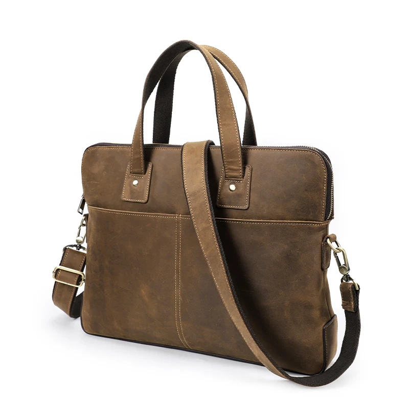 15 Inch Large Office Briefcase Bag Mens Business Travel Messenger Leather Laptop Bag
