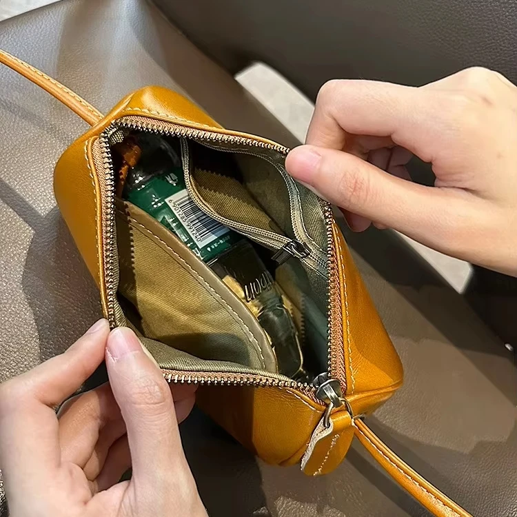 2026 Tea & Coffee Retro Women’s Genuine Leather Single-Shoulder Bag – Luxurious and Fashionable Mini Single-Shoulder Bag