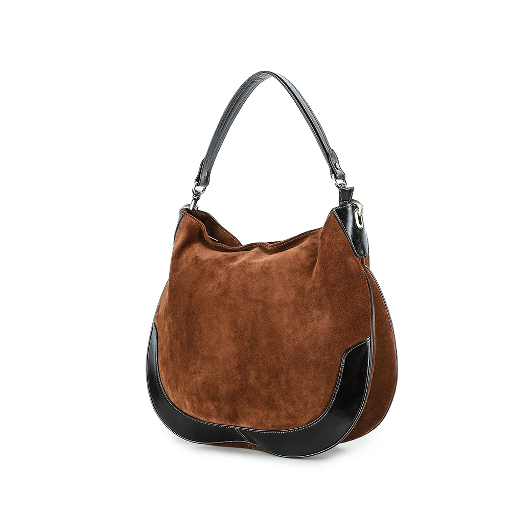2026 Retro Elegant Deep Brown Genuine Faux Fur Ladies' Shoulder Bag