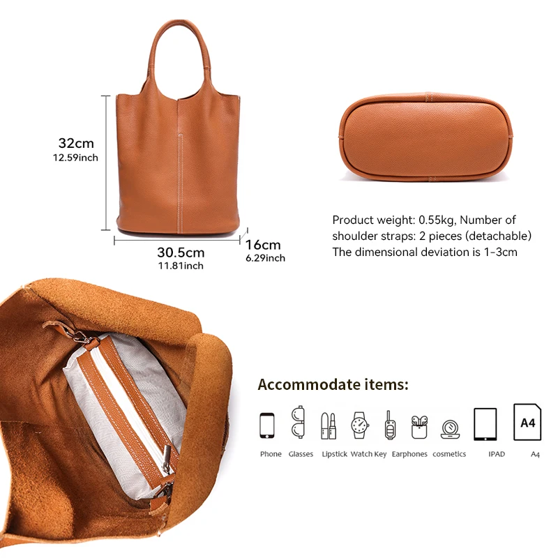 2026 Luxurious Crossbody Bag for Women – Fashionable Genuine Leather Tote with Designer Touch, Spacious Travel Bag