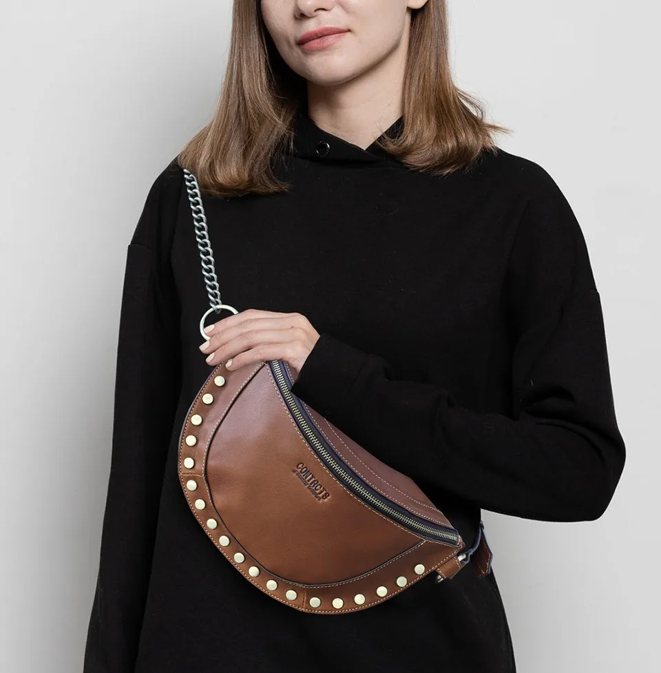 2026 New Luxury Motorbike Off-Road Women's Waist Bag, Stylish Banana Waist Bag, Leather Women's Crossbody Chest Bag