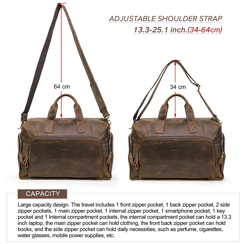 2026 Fitness Sports Off-Road Travel Bag, Hand Carry Luggage Bag, Men’s High-Grade Motorcycle Leather Tote