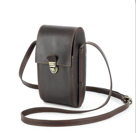 2026 Lady's Genuine Leather Crossbody Phone Bag, Small Genuine Leather Phone Pouch