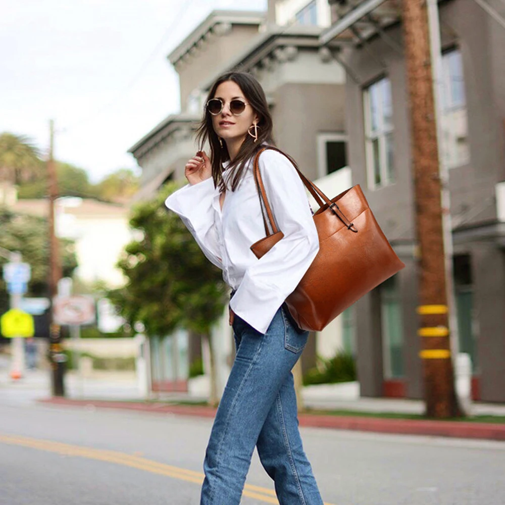 2026 New Style Women's Large Capacity Soft Cowhide Bucket Bag, Lazy Person Underarm Shoulder Bag, Polyester Material