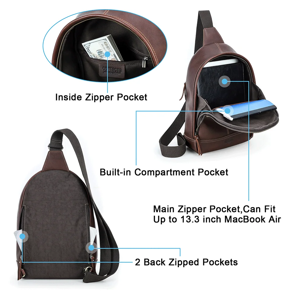 2026 Motorcycle Off-Road Trendy Bag for Men – Genuine Leather Single-Shoulder Crossbody Backpack