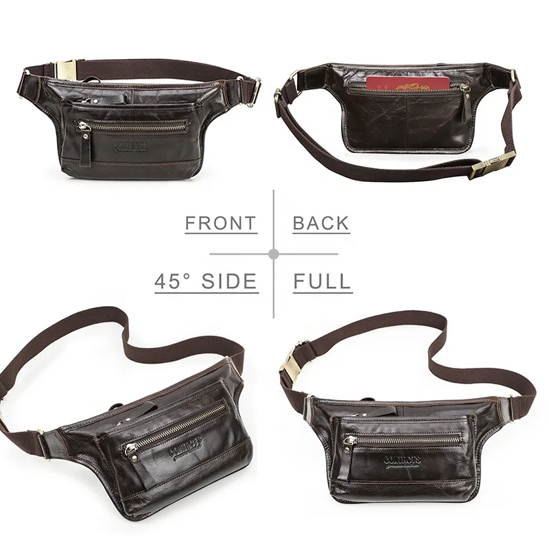 2026 Motorcycle Men’s Off-Road Metal Side Buckle Designer Waist Bag, Genuine Leather Multi-Functional Waist Pack, Men’s Belt-Style Leather Waist Holster for Outdoor Travel