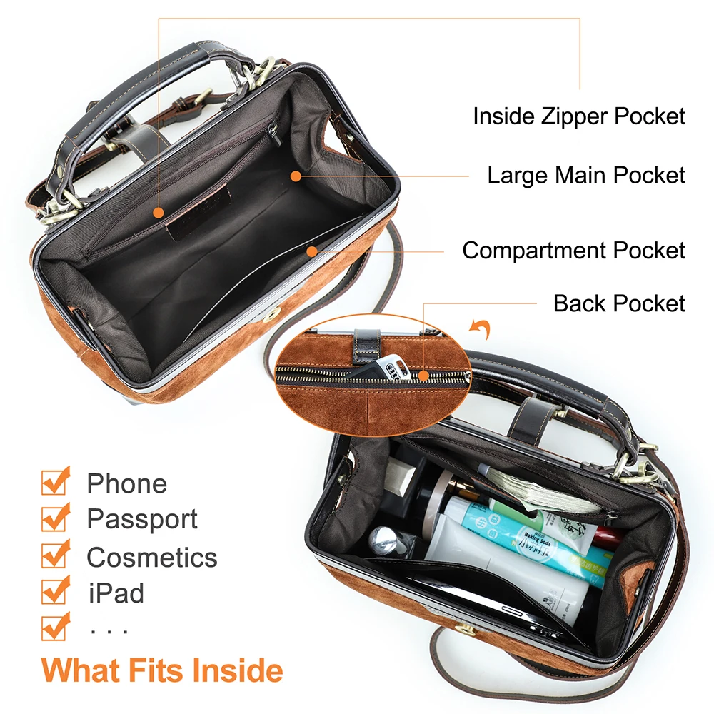 2026 Lady’s Genuine Cow Leather Winter Bag, Retro Doctor Bag, Genuine Leather Women’s Crossbody Messenger Bag