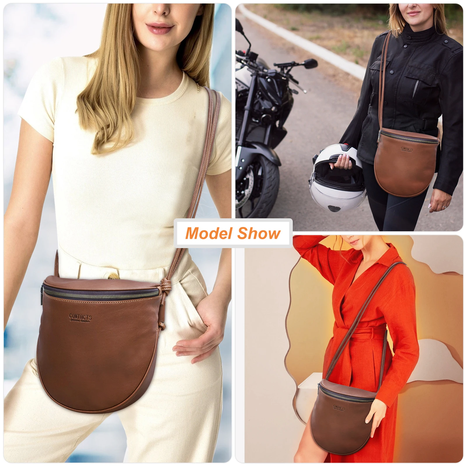 2026 Trendy Motorbike Off-Road Women's Style Crossbody Bag - Genuine Leather, Fashionable Casual Shoulder Bag