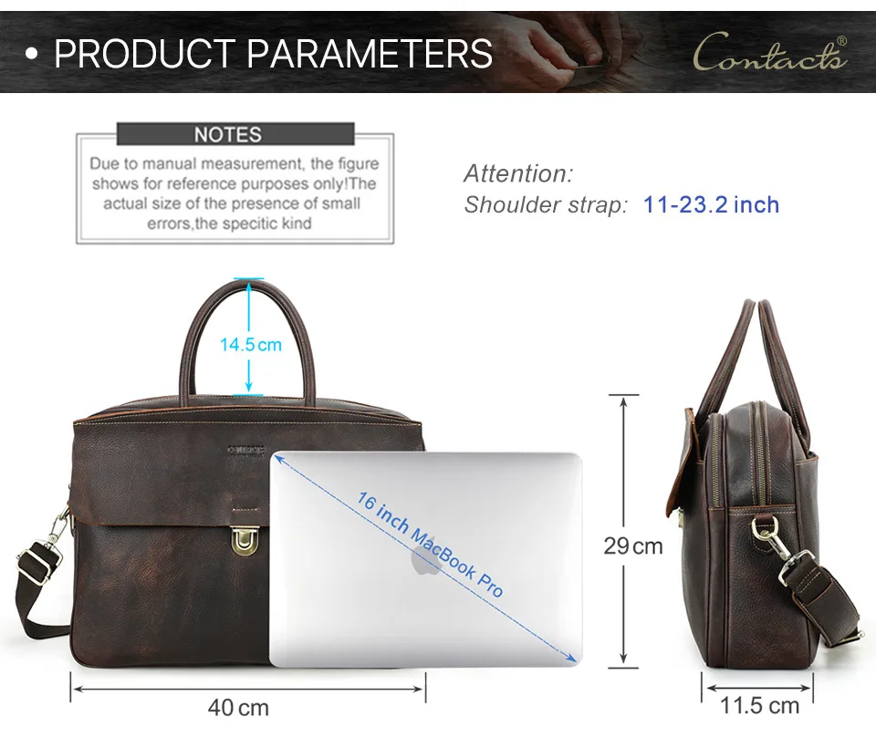 2026 Black Angel Retro Crazy Horse Leather Laptop Bag Multi-Functional Dual-Use Crossbody Business Briefcase