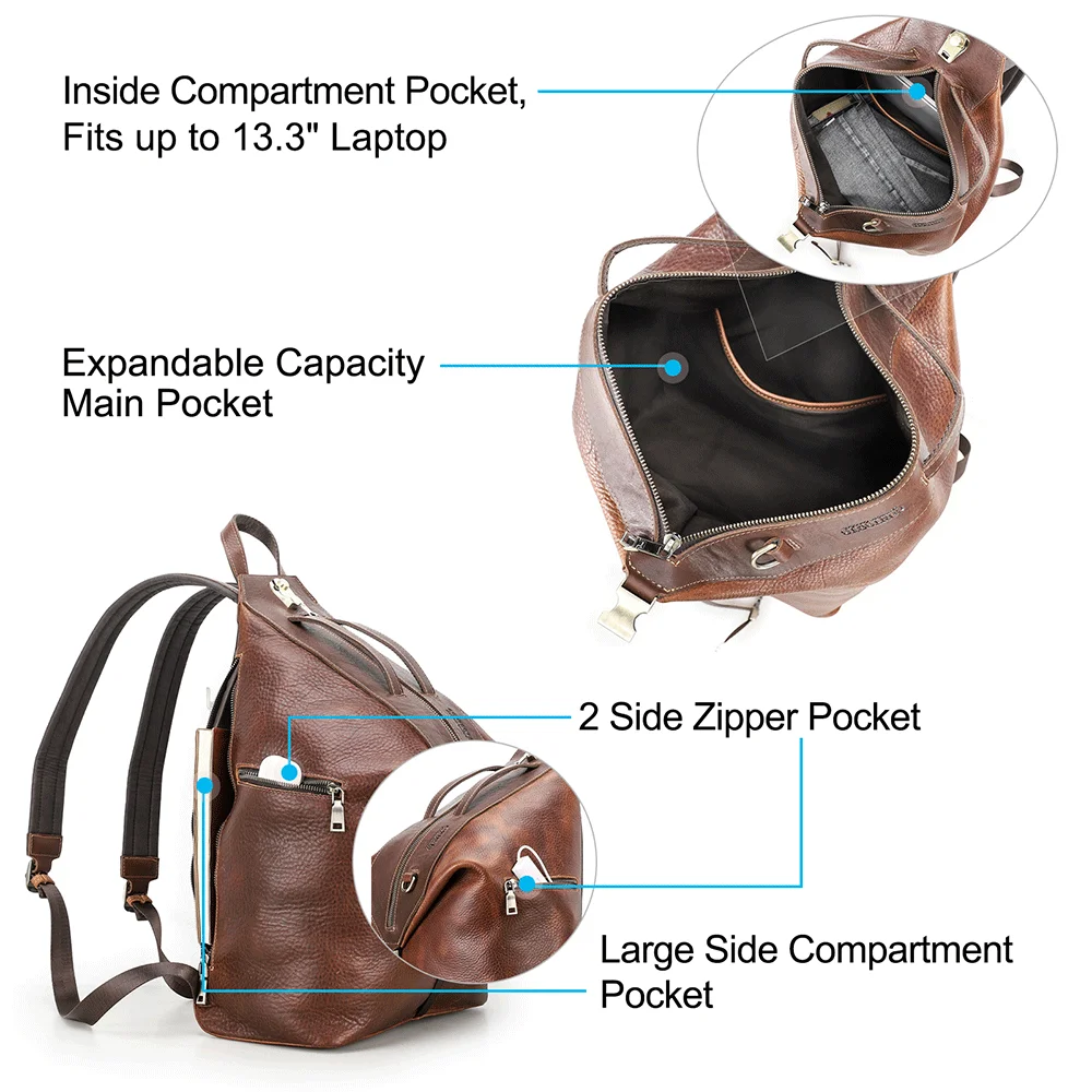 2026 New Genuine Leather Travel Backpack for Motorcycles – Sports Hiking and Mountaineering Dual-Shoulder Backpack