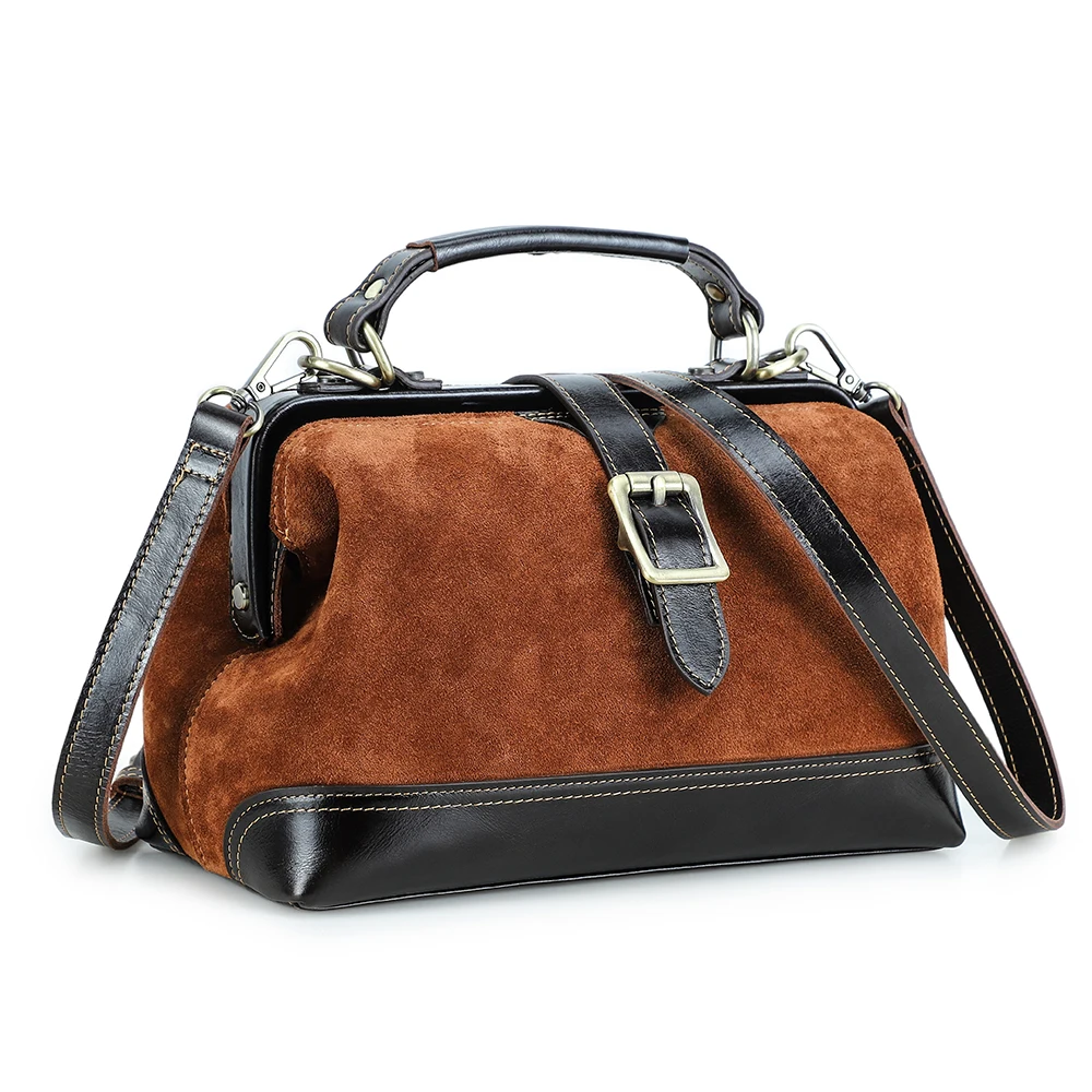 2026 Lady's Genuine Cow Leather Winter Bag, Retro Doctor Bag, Genuine Leather Women's Crossbody Messenger Bag