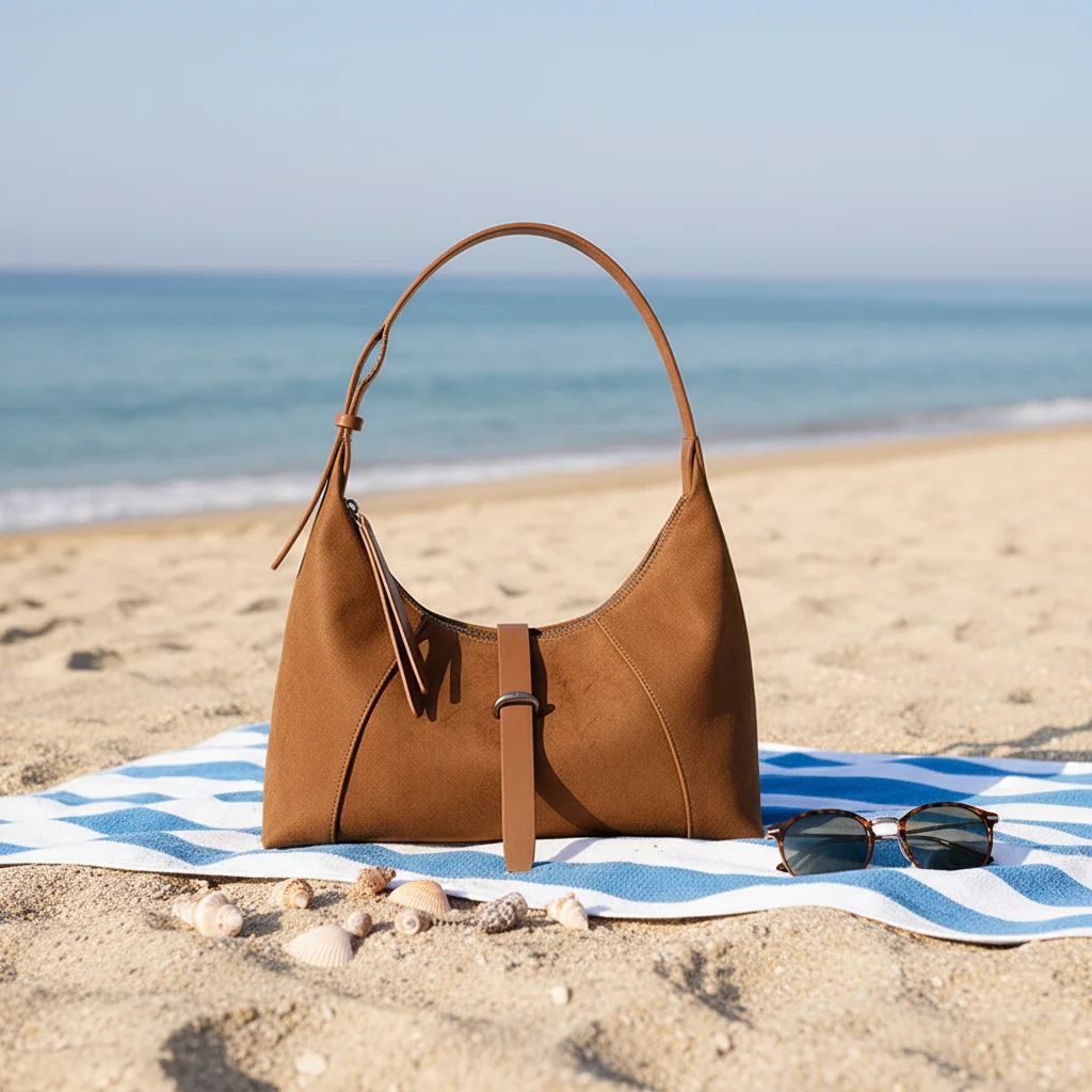 2026 High-End Sunlit Beach Retro Luxury Genuine Leather Women's Single-Shoulder Bag,