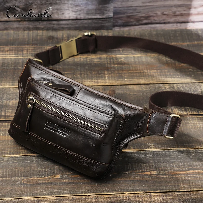 2026 Motorcycle Men's Off-Road Metal Side Buckle Designer Waist Bag, Genuine Leather Multi-Functional Waist Pack, Men's Belt-Style Leather Waist Holster for Outdoor Travel