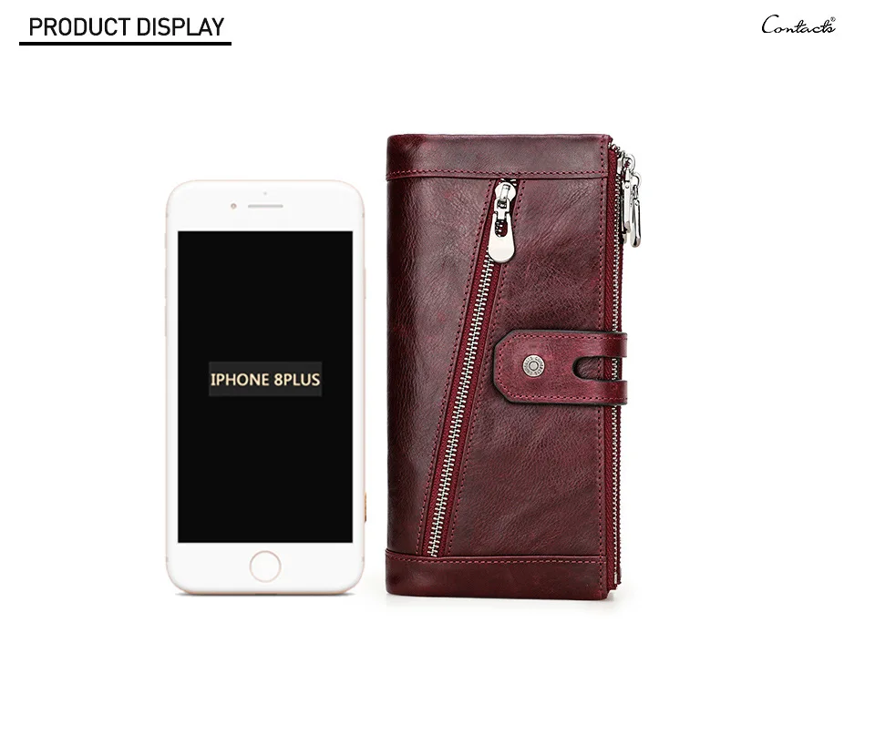 Unisex Vintage Triple Zippered Genuine Leather RFID Long Wallets Polyester Lining Long Wallet Card Holder Phone Wallet 2026