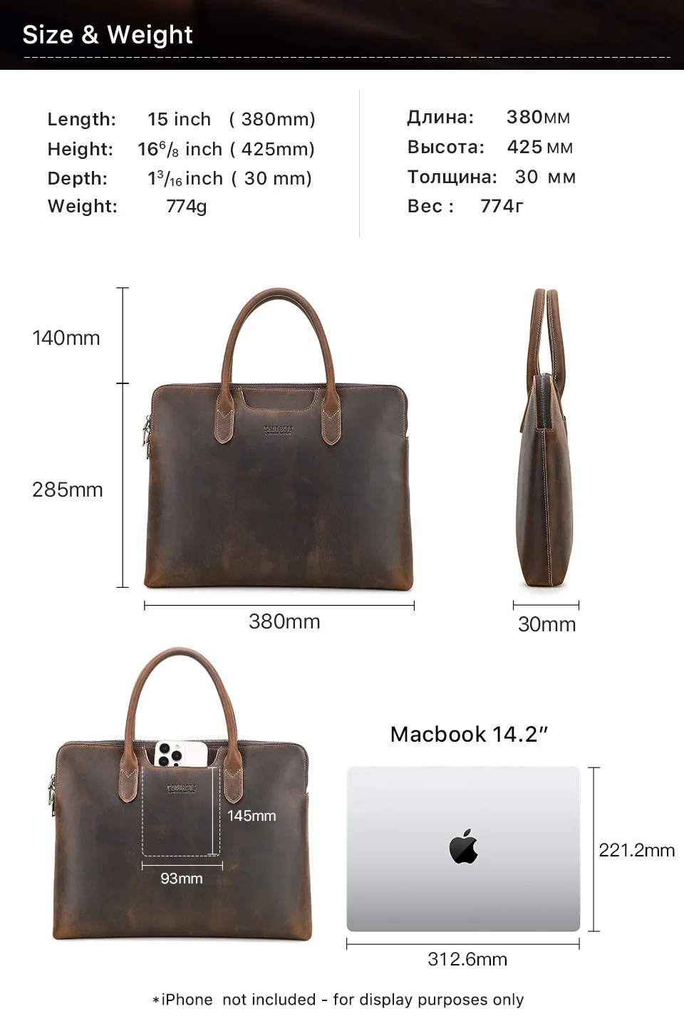 2026 Black Angel Retro Crazy Horse Leather Portable Men’s Business Briefcase Universal Laptop Bag