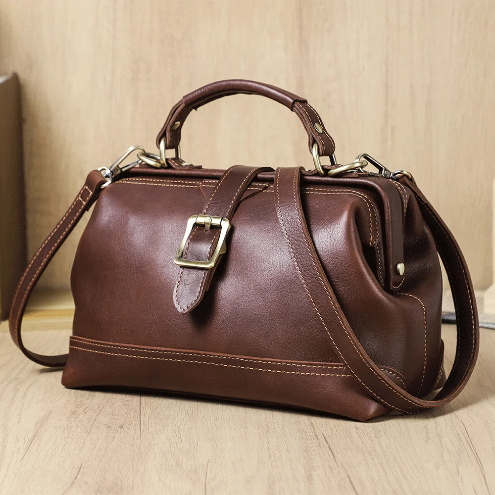 2026 Retro Brown Red Leather Women's Messenger Single Shoulder Bag