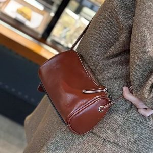 2026 Tea & Coffee Retro Women's Genuine Leather Single-Shoulder Bag - Luxurious and Fashionable Mini Single-Shoulder Bag