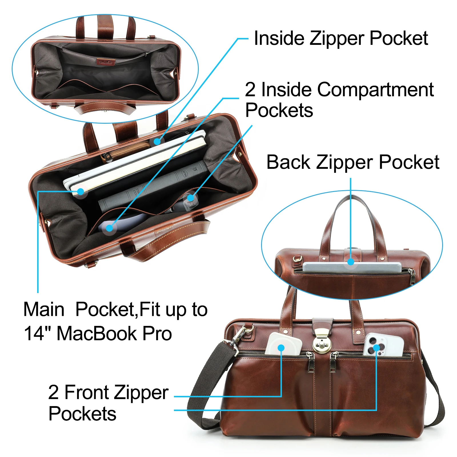 2026 Retro Oil Wax Leather Motorbike Off-Road Men’s Metal Bag with Detachable Shoulder Strap and Press-Lock Closure